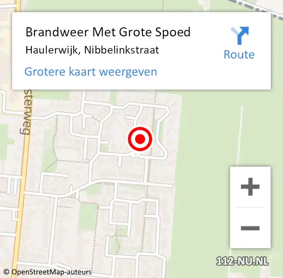 Locatie op kaart van de 112 melding: Brandweer Met Grote Spoed Naar Haulerwijk, Nibbelinkstraat op 6 april 2017 10:09