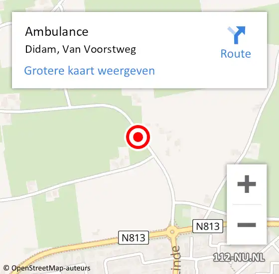 Locatie op kaart van de 112 melding: Ambulance Didam, Van Voorstweg op 6 april 2017 10:14