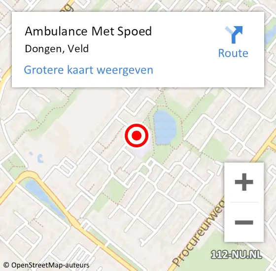 Locatie op kaart van de 112 melding: Ambulance Met Spoed Naar Dongen, Veld op 6 april 2017 10:57