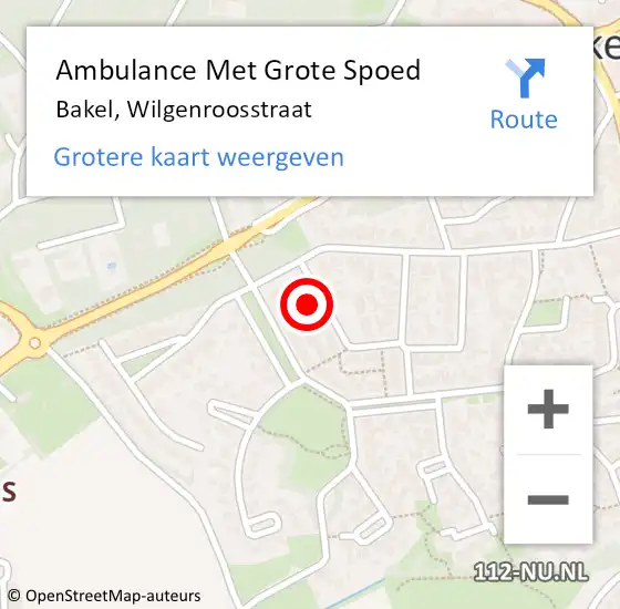 Locatie op kaart van de 112 melding: Ambulance Met Grote Spoed Naar Bakel, Wilgenroosstraat op 6 april 2017 11:10