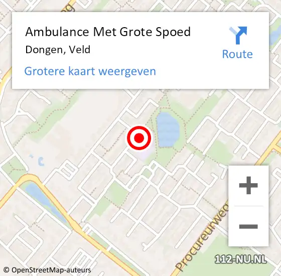 Locatie op kaart van de 112 melding: Ambulance Met Grote Spoed Naar Dongen, Veld op 6 april 2017 11:24