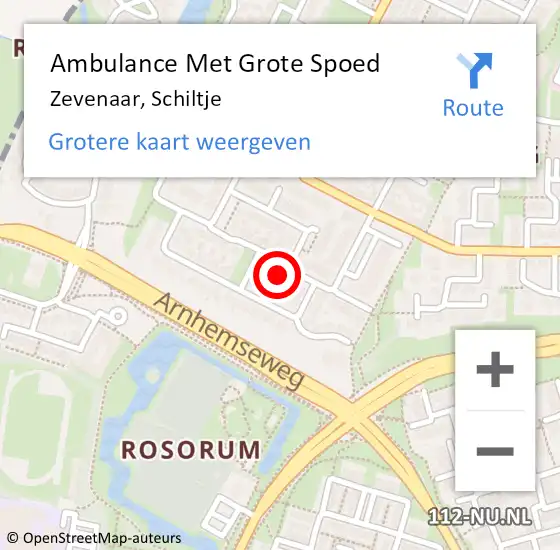 Locatie op kaart van de 112 melding: Ambulance Met Grote Spoed Naar Zevenaar, Schiltje op 6 april 2017 12:03