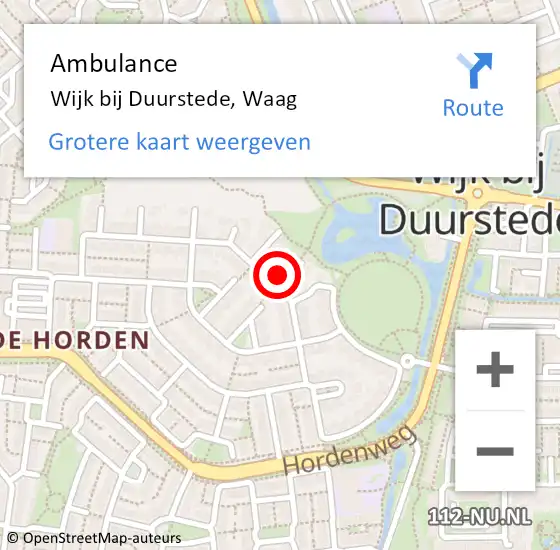 Locatie op kaart van de 112 melding: Ambulance Wijk bij Duurstede, Waag op 6 april 2017 12:08