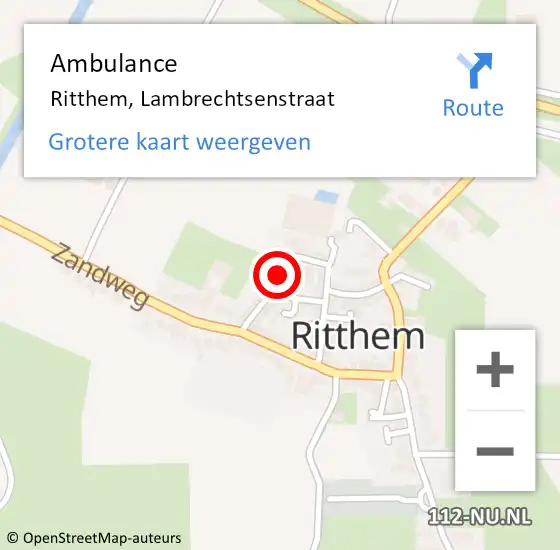 Locatie op kaart van de 112 melding: Ambulance Ritthem, Lambrechtsenstraat op 6 april 2017 13:01