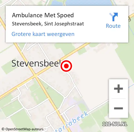 Locatie op kaart van de 112 melding: Ambulance Met Spoed Naar Stevensbeek, Sint Josephstraat op 6 april 2017 13:12