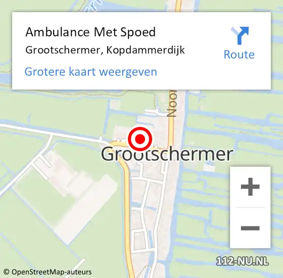 Locatie op kaart van de 112 melding: Ambulance Met Spoed Naar Grootschermer, Kopdammerdijk op 6 april 2017 13:15