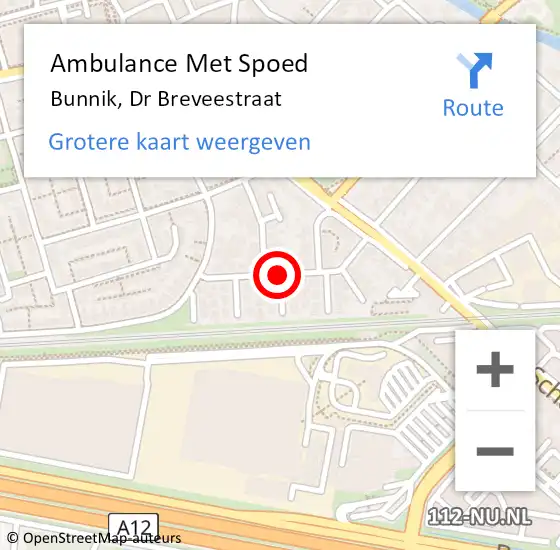 Locatie op kaart van de 112 melding: Ambulance Met Spoed Naar Bunnik, Dr Breveestraat op 6 april 2017 13:57