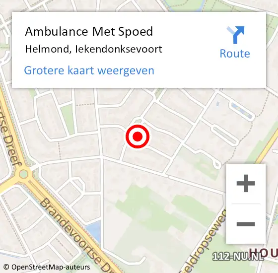 Locatie op kaart van de 112 melding: Ambulance Met Spoed Naar Helmond, Iekendonksevoort op 6 april 2017 14:11