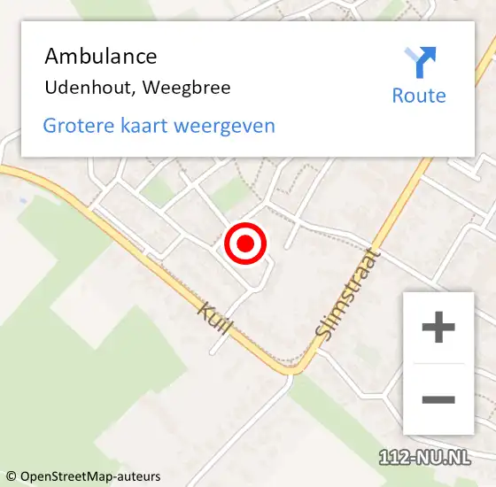 Locatie op kaart van de 112 melding: Ambulance Udenhout, Weegbree op 6 april 2017 14:27