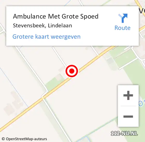 Locatie op kaart van de 112 melding: Ambulance Met Grote Spoed Naar Stevensbeek, Lindelaan op 6 april 2017 14:45