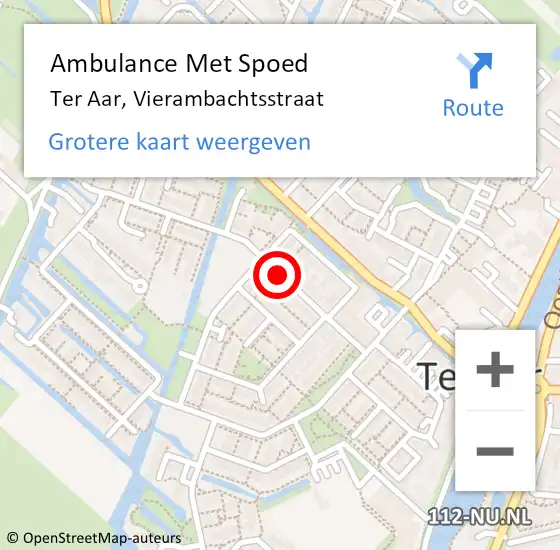 Locatie op kaart van de 112 melding: Ambulance Met Spoed Naar Ter Aar, Vierambachtsstraat op 6 april 2017 15:13