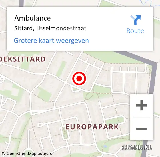 Locatie op kaart van de 112 melding: Ambulance Sittard, IJsselmondestraat op 16 januari 2014 11:00