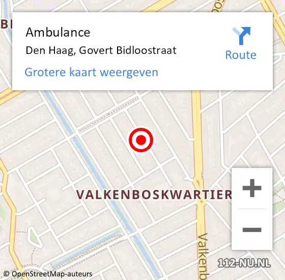 Locatie op kaart van de 112 melding: Ambulance Den Haag, Govert Bidloostraat op 6 april 2017 16:23