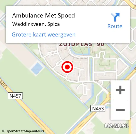 Locatie op kaart van de 112 melding: Ambulance Met Spoed Naar Waddinxveen, Spica op 6 april 2017 16:24