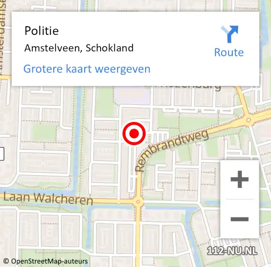 Locatie op kaart van de 112 melding: Politie Amstelveen, Schokland op 6 april 2017 17:06