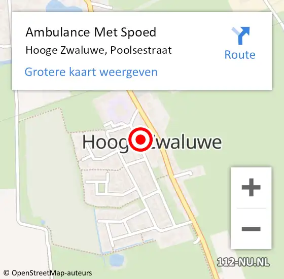 Locatie op kaart van de 112 melding: Ambulance Met Spoed Naar Hooge Zwaluwe, Poolsestraat op 6 april 2017 17:13