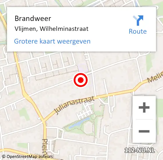 Locatie op kaart van de 112 melding: Brandweer Vlijmen, Wilhelminastraat op 16 januari 2014 11:08