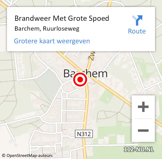 Locatie op kaart van de 112 melding: Brandweer Met Grote Spoed Naar Barchem, Ruurloseweg op 6 april 2017 17:42