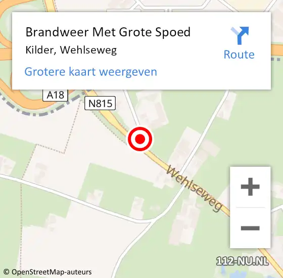 Locatie op kaart van de 112 melding: Brandweer Met Grote Spoed Naar Kilder, Wehlseweg op 16 januari 2014 11:11