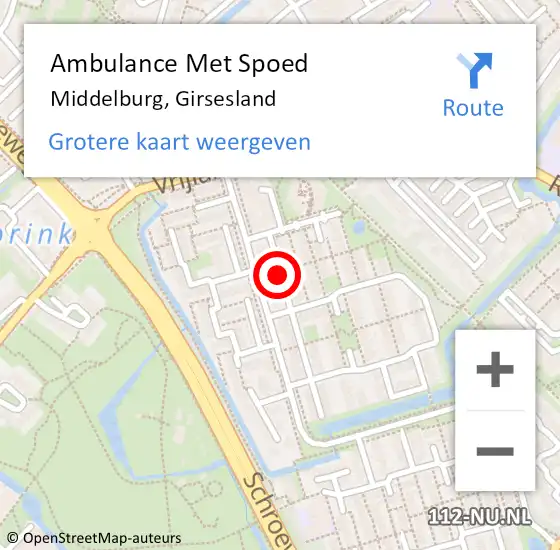 Locatie op kaart van de 112 melding: Ambulance Met Spoed Naar Middelburg, Girsesland op 6 april 2017 18:21