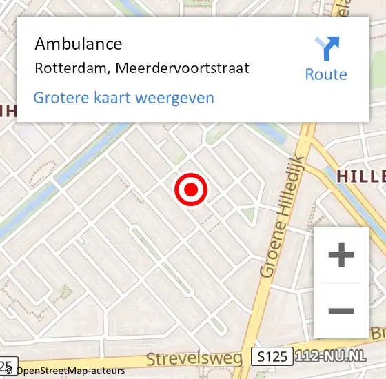 Locatie op kaart van de 112 melding: Ambulance Rotterdam, Meerdervoortstraat op 6 april 2017 19:01
