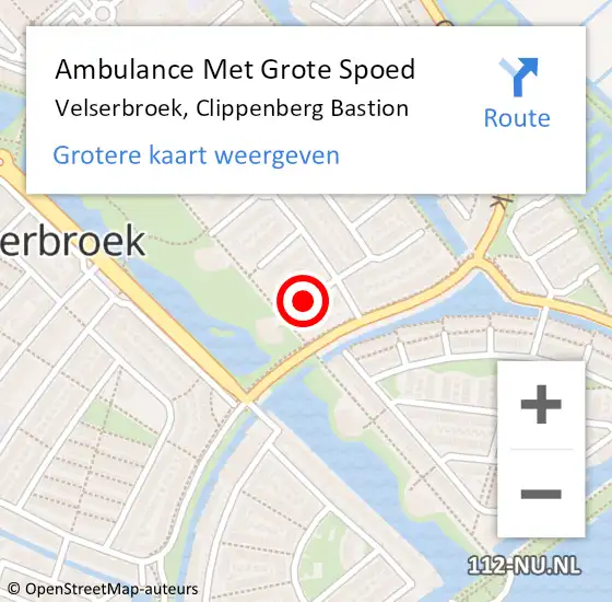 Locatie op kaart van de 112 melding: Ambulance Met Grote Spoed Naar Velserbroek, Clippenberg Bastion op 6 april 2017 19:06