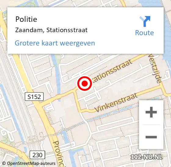 Locatie op kaart van de 112 melding: Politie Zaandam, Stationsstraat op 6 april 2017 19:24