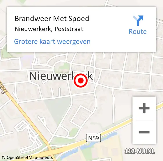 Locatie op kaart van de 112 melding: Brandweer Met Spoed Naar Nieuwerkerk, Poststraat op 6 april 2017 19:47