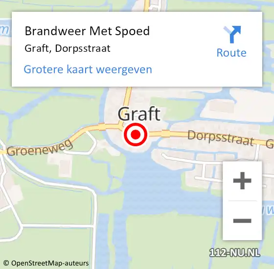 Locatie op kaart van de 112 melding: Brandweer Met Spoed Naar Graft, Dorpsstraat op 6 april 2017 19:53