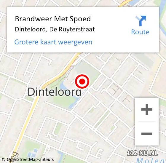 Locatie op kaart van de 112 melding: Brandweer Met Spoed Naar Dinteloord, De Ruyterstraat op 6 april 2017 20:06