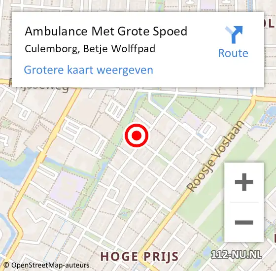 Locatie op kaart van de 112 melding: Ambulance Met Grote Spoed Naar Culemborg, Betje Wolffpad op 16 januari 2014 11:25