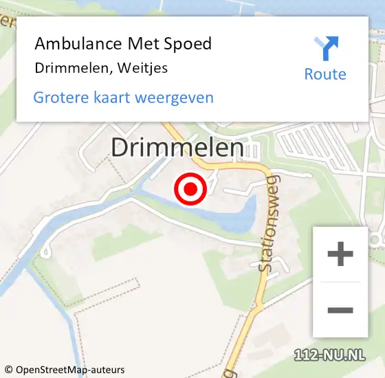 Locatie op kaart van de 112 melding: Ambulance Met Spoed Naar Drimmelen, Weitjes op 6 april 2017 20:36