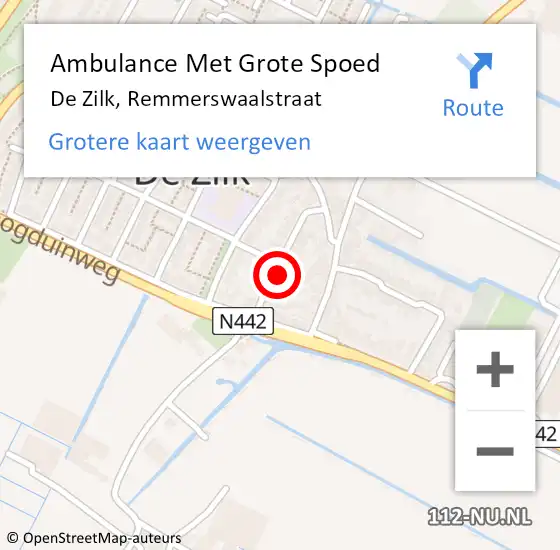 Locatie op kaart van de 112 melding: Ambulance Met Grote Spoed Naar De Zilk, Remmerswaalstraat op 6 april 2017 20:56