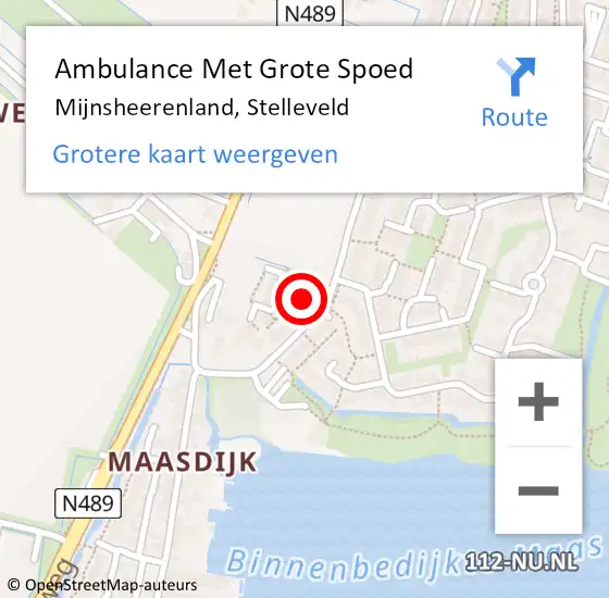 Locatie op kaart van de 112 melding: Ambulance Met Grote Spoed Naar Mijnsheerenland, Stelleveld op 6 april 2017 20:57