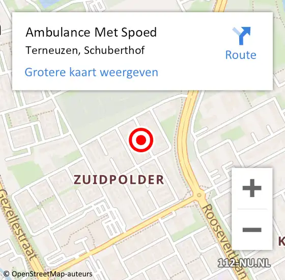 Locatie op kaart van de 112 melding: Ambulance Met Spoed Naar Terneuzen, Schuberthof op 6 april 2017 20:58