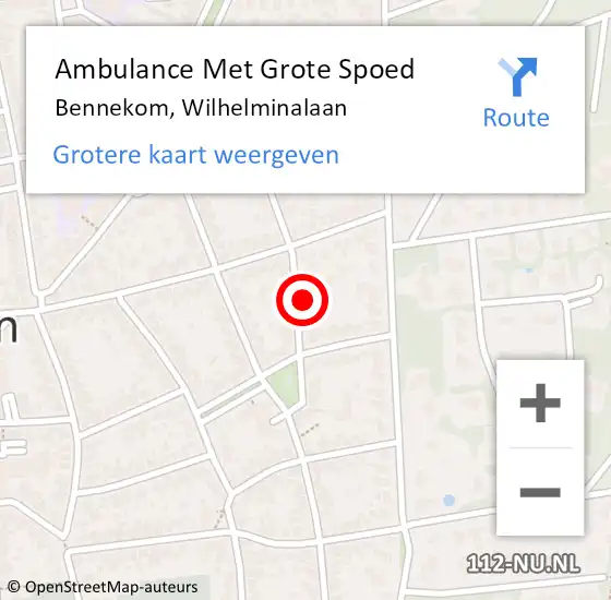 Locatie op kaart van de 112 melding: Ambulance Met Grote Spoed Naar Bennekom, Wilhelminalaan op 6 april 2017 21:04