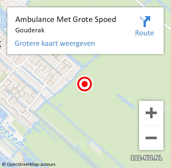 Locatie op kaart van de 112 melding: Ambulance Met Grote Spoed Naar Gouderak op 6 april 2017 21:30