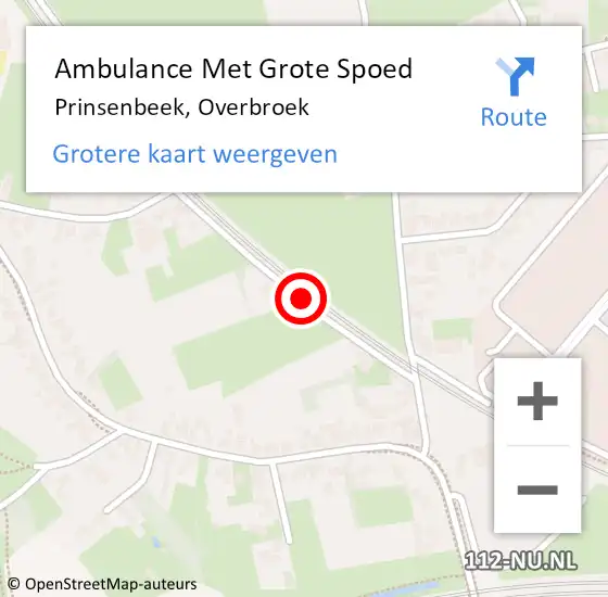 Locatie op kaart van de 112 melding: Ambulance Met Grote Spoed Naar Prinsenbeek, Overbroek op 6 april 2017 22:25