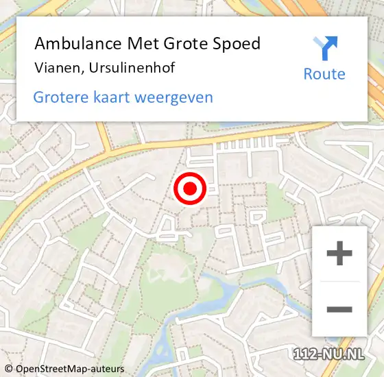 Locatie op kaart van de 112 melding: Ambulance Met Grote Spoed Naar Vianen, Ursulinenhof op 6 april 2017 22:55