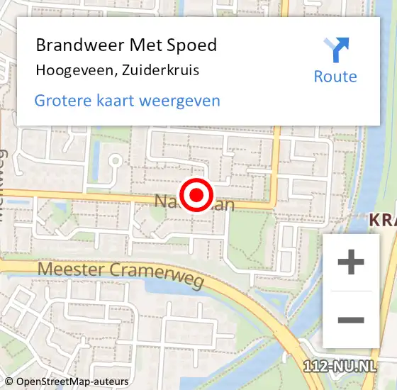 Locatie op kaart van de 112 melding: Brandweer Met Spoed Naar Hoogeveen, Zuiderkruis op 6 april 2017 23:23