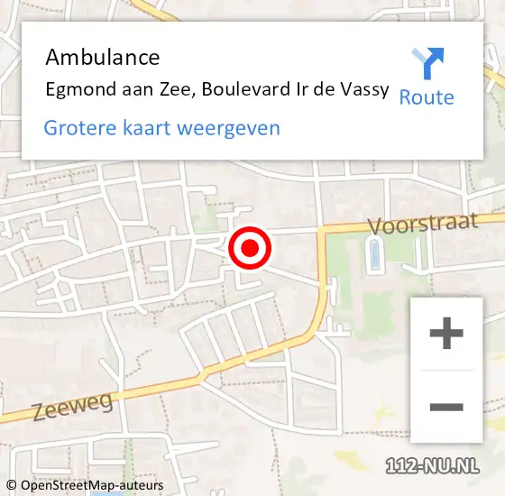 Locatie op kaart van de 112 melding: Ambulance Egmond aan Zee, Boulevard Ir de Vassy op 7 april 2017 00:17