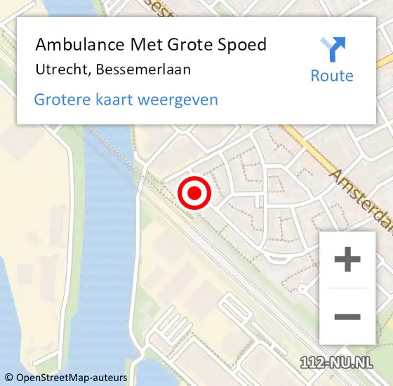 Locatie op kaart van de 112 melding: Ambulance Met Grote Spoed Naar Utrecht, Bessemerlaan op 7 april 2017 01:23