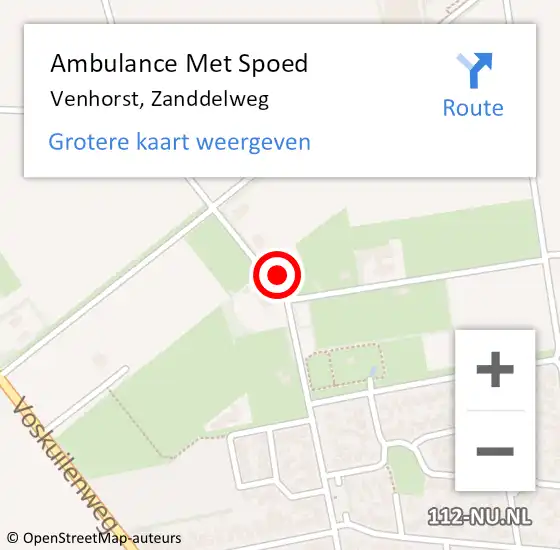 Locatie op kaart van de 112 melding: Ambulance Met Spoed Naar Venhorst, Zanddelweg op 7 april 2017 03:42