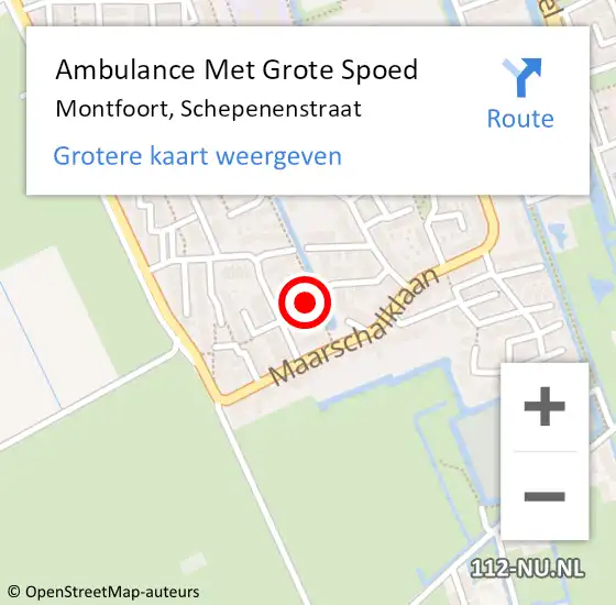 Locatie op kaart van de 112 melding: Ambulance Met Grote Spoed Naar Montfoort, Schepenenstraat op 7 april 2017 05:06