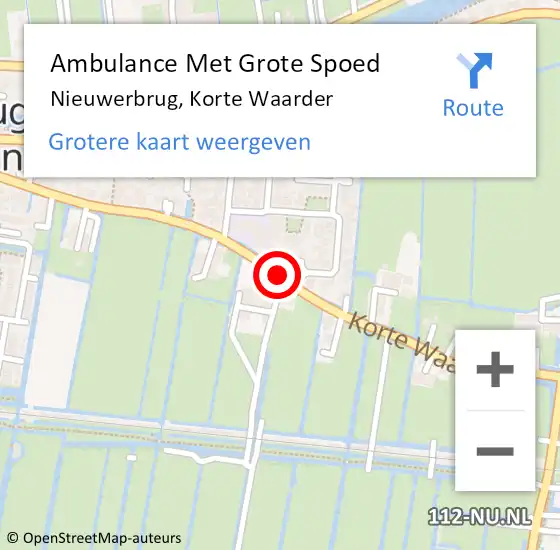 Locatie op kaart van de 112 melding: Ambulance Met Grote Spoed Naar Nieuwerbrug, Korte Waarder op 7 april 2017 06:41