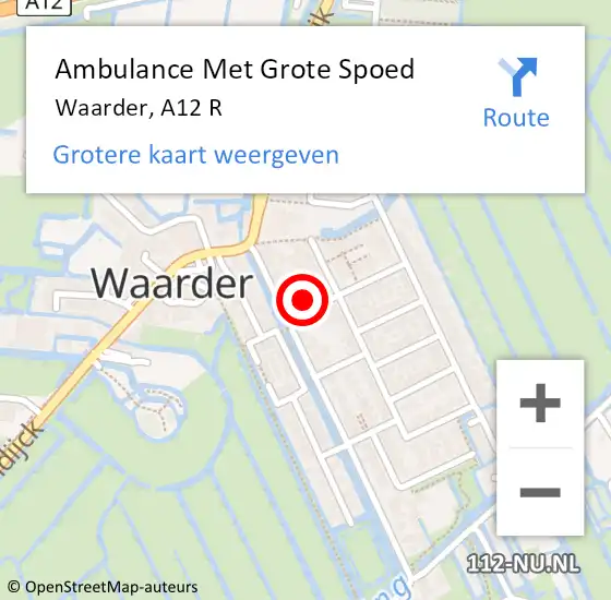 Locatie op kaart van de 112 melding: Ambulance Met Grote Spoed Naar Nieuwerbrug aan den Rijn, Korte Waarder op 7 april 2017 06:43