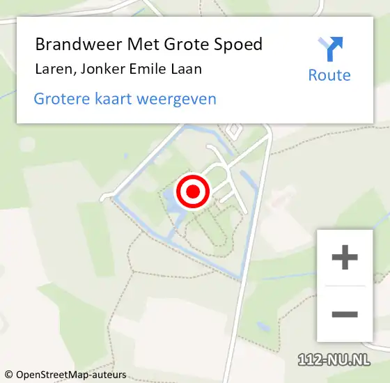 Locatie op kaart van de 112 melding: Brandweer Met Grote Spoed Naar Laren, Jonker Emile Laan op 7 april 2017 07:04
