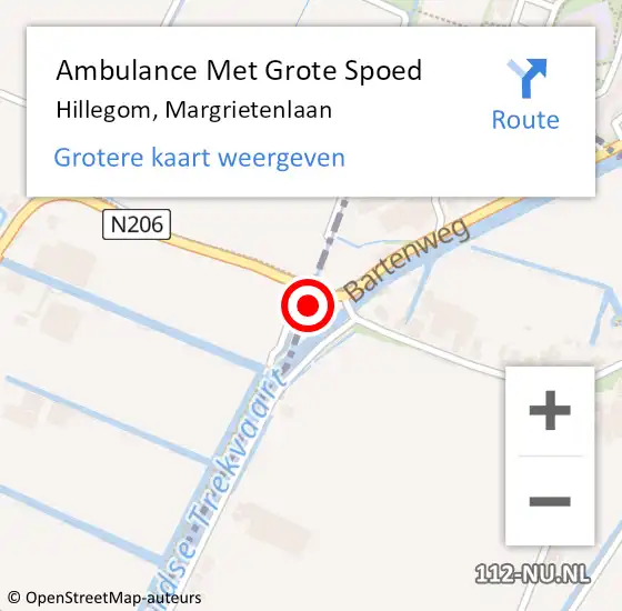 Locatie op kaart van de 112 melding: Ambulance Met Grote Spoed Naar Hillegom, Margrietenlaan op 16 januari 2014 11:47