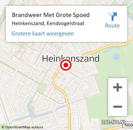 Locatie op kaart van de 112 melding: Brandweer Met Grote Spoed Naar Heinkenszand, Eendvogelstraat op 7 april 2017 09:07