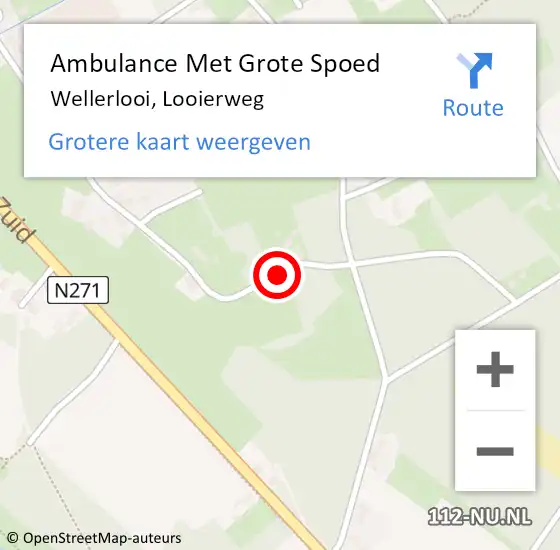 Locatie op kaart van de 112 melding: Ambulance Met Grote Spoed Naar Wellerlooi, Looierweg op 7 april 2017 09:10